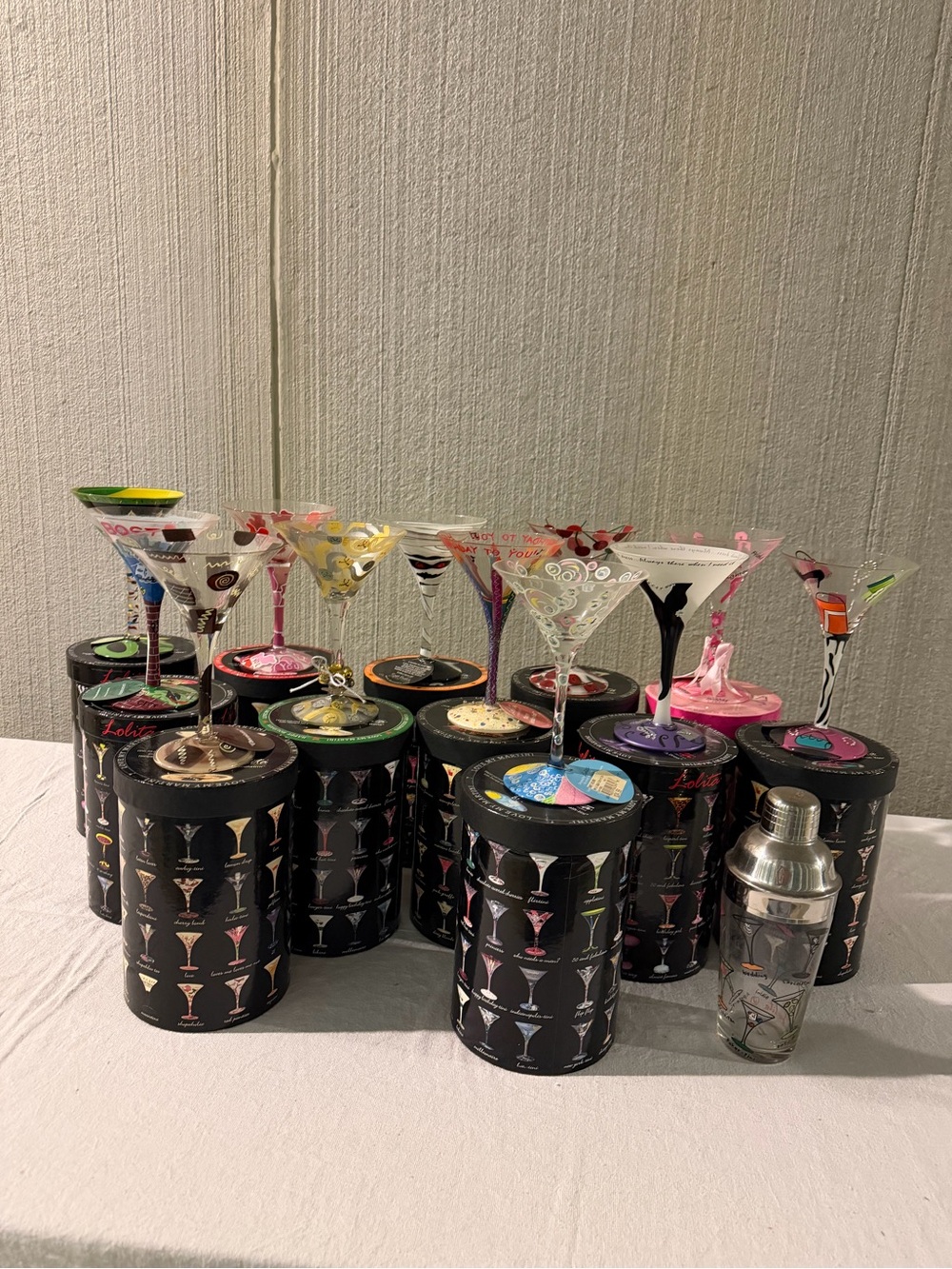 Lolita Multicolor Hand-Painted Martini Glasses Set